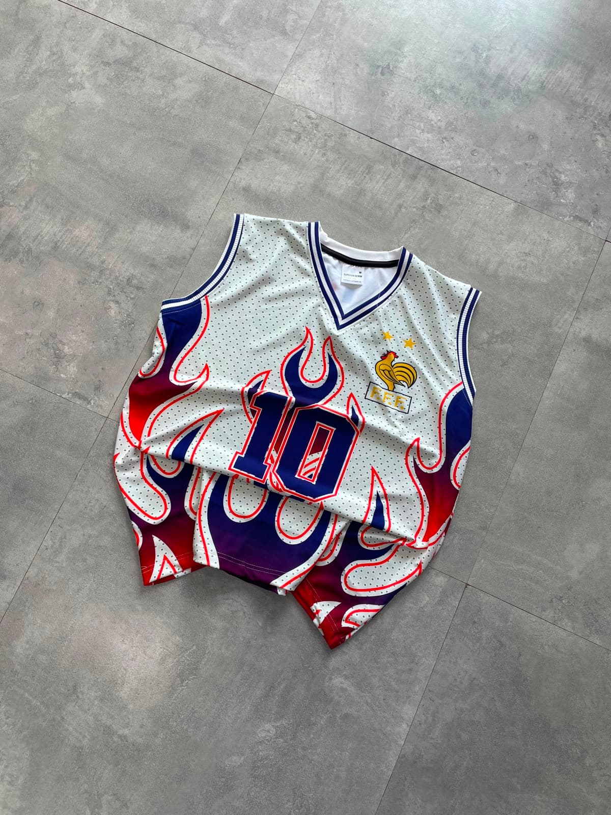 France Flame Sleeveless Jersey Set — jerseys available at 2ND EXIT, Palakkad