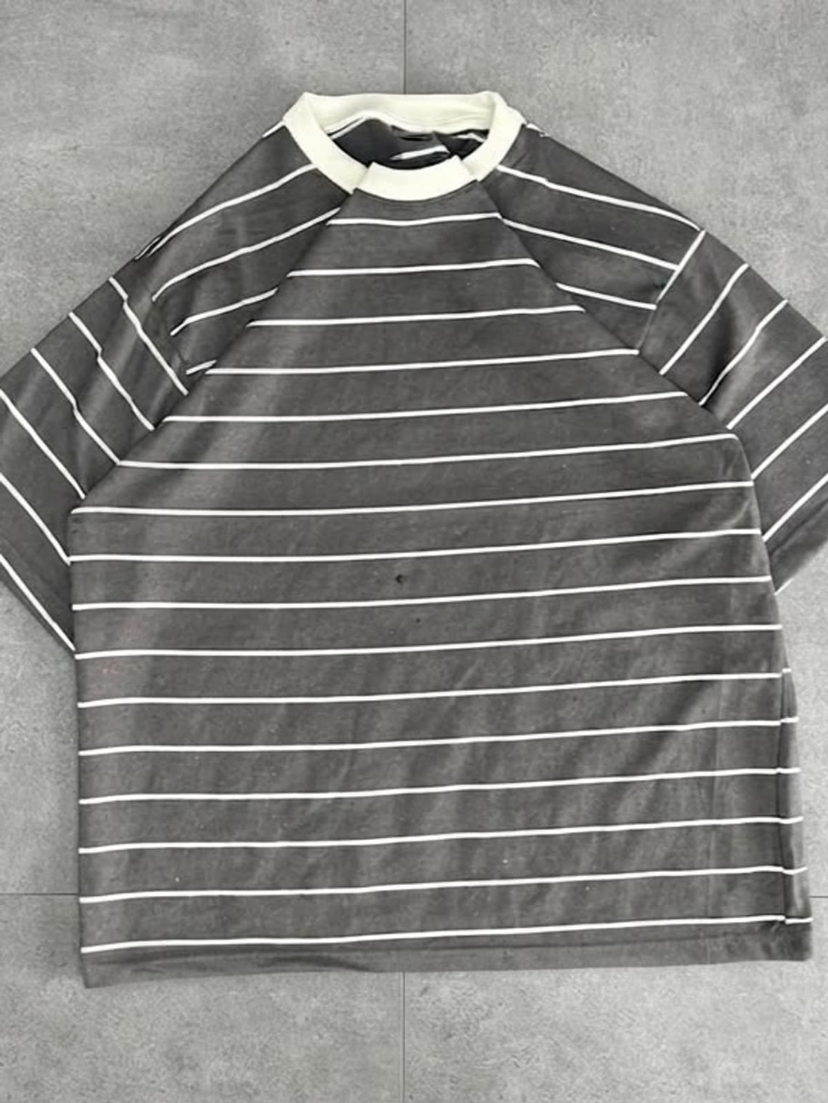 Grey Striped Oversized Shirt — shirts available at 2ND EXIT, Palakkad