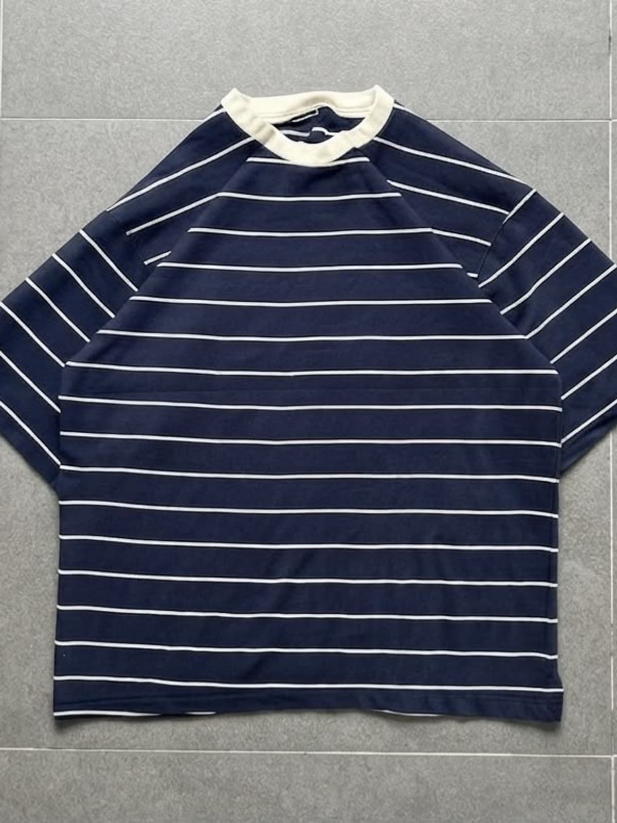 Navy Striped Oversized Shirt — shirts available at 2ND EXIT, Palakkad