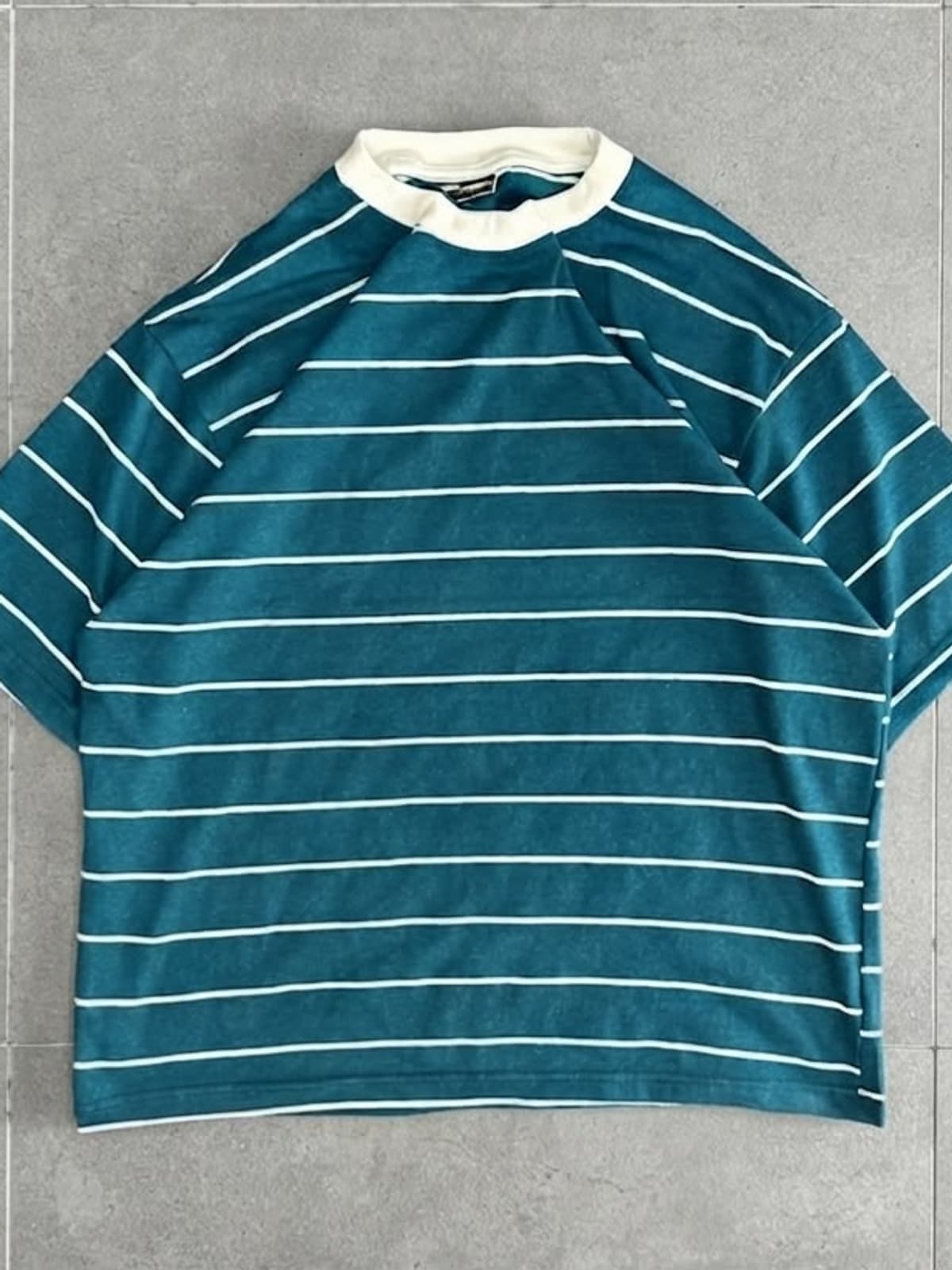 Teal Striped Oversized Shirt — shirts available at 2ND EXIT, Palakkad